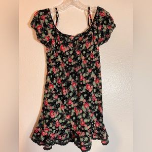 Free People black off the shoulder Floral Dress/tunic Size 10